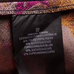 Pre Owned CH Carolina Herrera Magenta Floral Jacquard Pleated Midi Dress S