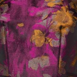 Pre Owned CH Carolina Herrera Magenta Floral Jacquard Pleated Midi Dress S