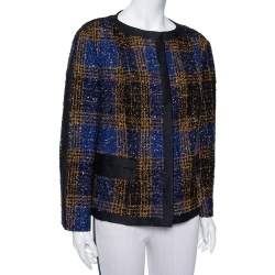 Carolina Herrera Multicolor Tweed Button Front Jacket XL