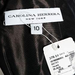 Pre Owned Carolina Herrera Black Lace Trail Detail Long Sleeve Gown L