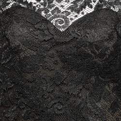 Pre Owned Carolina Herrera Black Lace Trail Detail Long Sleeve Gown L