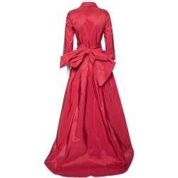 Pre Owned CH Carolina Herrera Red Cache-Coeur Taffeta Shirt-Dress Evening Gown S