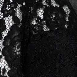 Carolina Herrera Black Lace Ruffled Trim Button Front Shrug M