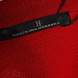 Pre Owned CH Carolina Herrera Red Wool Knit Bow Detail Dress XS