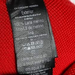 Pre Owned CH Carolina Herrera Red Wool Knit Bow Detail Dress XS