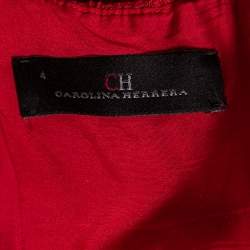 Carolina Herrera Red Lace & Mesh Paneled Sleeveless Flared Dress S