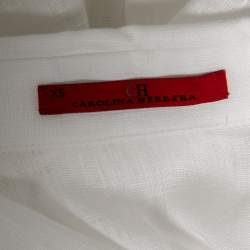 Pre Owned Carolina Herrera White Cotton Bow Tie Long Sleeves Shirt XS