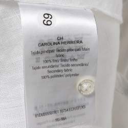 Pre Owned Carolina Herrera White Cotton Bow Tie Long Sleeves Shirt XS