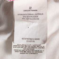 Pre Owned CH Carolina Herrera Multicolor Logo Printed Silk Crew Neck Top XS