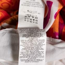 Pre Owned CH Carolina Herrera Multicolor Logo Printed Silk Crew Neck Top XS