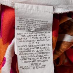 Pre Owned CH Carolina Herrera Multicolor Logo Printed Silk Crew Neck Top XS