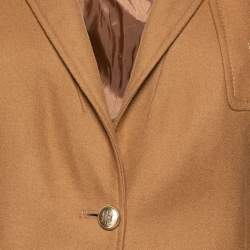 مملوكة مسبقًا بليزر سي أتش كارولينا هيريرا صوف بني جملي مطرز بصف أزرار مقاس متوسط - ميديوم