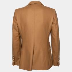 مملوكة مسبقًا بليزر سي أتش كارولينا هيريرا صوف بني جملي مطرز بصف أزرار مقاس متوسط - ميديوم