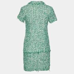 Pre Owned CH Carolina Herrera Green Tweed Shift Dress S