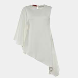 مملوكة مسبقًا CH Carolina Herrera White Crepe Asymmetrical Sleeves Top S