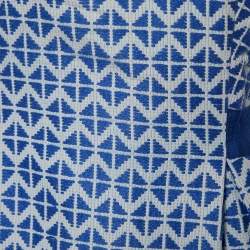 CH Carolina Herrera Blue & White Patterned Sleeveless Midi Dress L