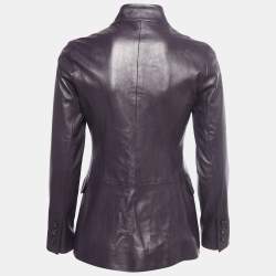 Pre Owned Carolina Herrera Vintage Purple Leather Jacket S