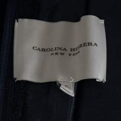 Carolina Herrera Navy Blue Floral Jacquard Off Shoulder Gown M