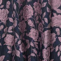 Carolina Herrera Navy Blue Floral Jacquard Off Shoulder Gown M
