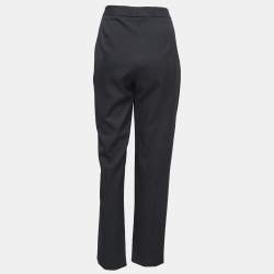Pre Owned Carolina Herrera Black Wool Straight Leg Trousers L