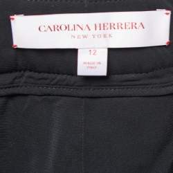 Pre Owned Carolina Herrera Black Wool Straight Leg Trousers L