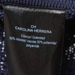 Pre Owned Carolina Herrera Navy Blue Cable Knit Side Tie Poncho Top One Size