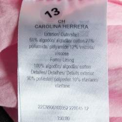 Pre Owned CH Carolina Herrera Pink Lace Contrast Waist Detail Sleeveless Tiered Mini Dress L