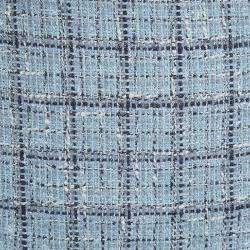 Pre Owned Carolina Herrera Powder Blue Checked Tweed Skirt XL
