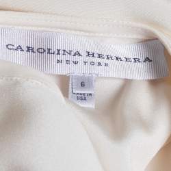 Carolina Herrera Cream Crepe Contrast Trim Sleeveless A-Line Blouse M