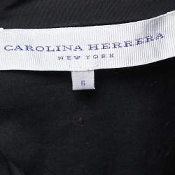 Pre Owned Carolina Herrera Black Cotton Button Front Neck Tie Detail Shirt Blouse M