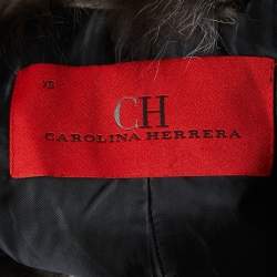 Pre Owned CH Carolina Herrera Brown Fox Fur Sleeveless Hook Front Jacket XS