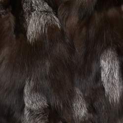 Pre Owned CH Carolina Herrera Brown Fox Fur Sleeveless Hook Front Jacket XS