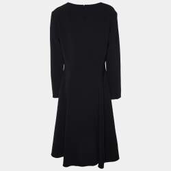 Carolina Herrera Black Cady Flared Midi Dress L