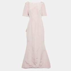 Carolina Herrera Pink Silk Draped Back Mermaid Gown L