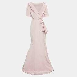 Carolina Herrera Pink Silk Draped Back Mermaid Gown L