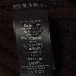 Pre Owned Carolina Herrera Brown Cable Knit Flounce Midi Dress S