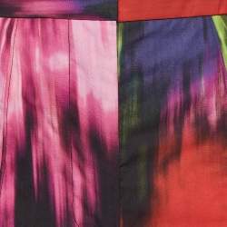 Carolina Herrera Multicolor Abstract Printed Cotton Pleated Wide-Leg Trousers M