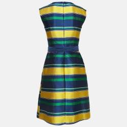 CH Carolina Herrera Multicolor Striped Textured Knit Belted Short Dress S