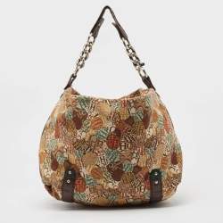 Carolina Herrera Multicolor Printed Canvas and Leather Chain Hobo