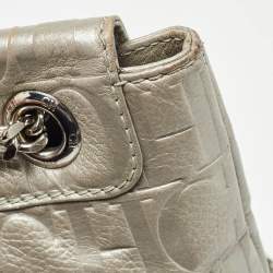Carolina Herrera Grey Monogram Embossed Leather Audrey Shoulder Bag