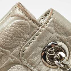 Carolina Herrera Grey Monogram Embossed Leather Audrey Shoulder Bag