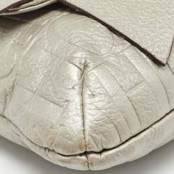 Carolina Herrera Grey Monogram Embossed Leather Audrey Shoulder Bag