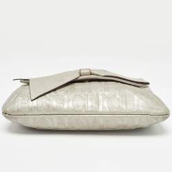 Carolina Herrera Grey Monogram Embossed Leather Audrey Shoulder Bag