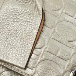 Carolina Herrera Grey Monogram Embossed Leather Audrey Shoulder Bag