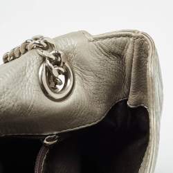 Carolina Herrera Grey Monogram Embossed Leather Audrey Shoulder Bag