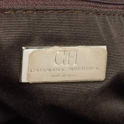 Carolina Herrera Grey Monogram Embossed Leather Audrey Shoulder Bag