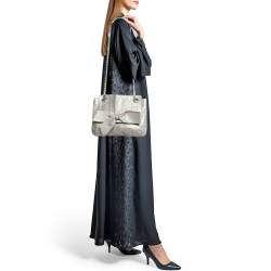Carolina Herrera Grey Monogram Embossed Leather Audrey Shoulder Bag