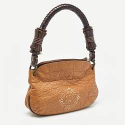 Carolina Herrera Brown Leather Braided Handle Baguette Bag