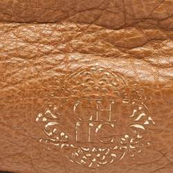 Carolina Herrera Brown Leather Braided Handle Baguette Bag