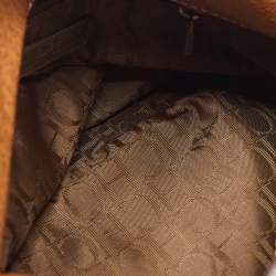 Carolina Herrera Brown Leather Braided Handle Baguette Bag